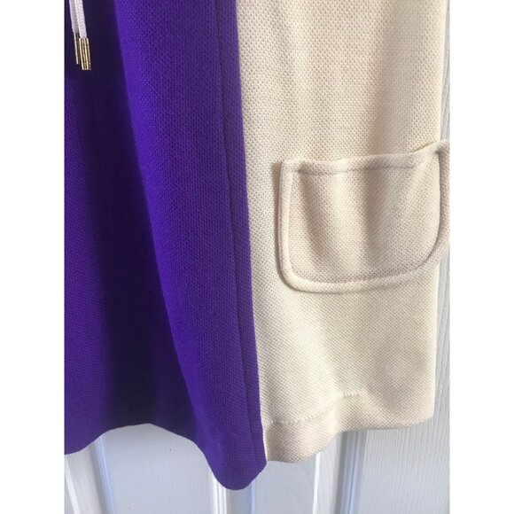 Vtg 1970's Mod Purple And White Lace Up Dress A Go Go Two Small Pockets Size 9 - Picture 7 of 10